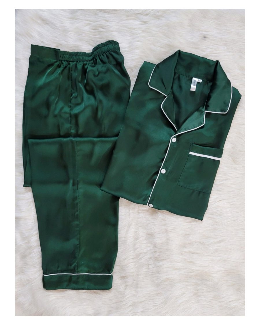 Emerald Satin Silk Loungewear